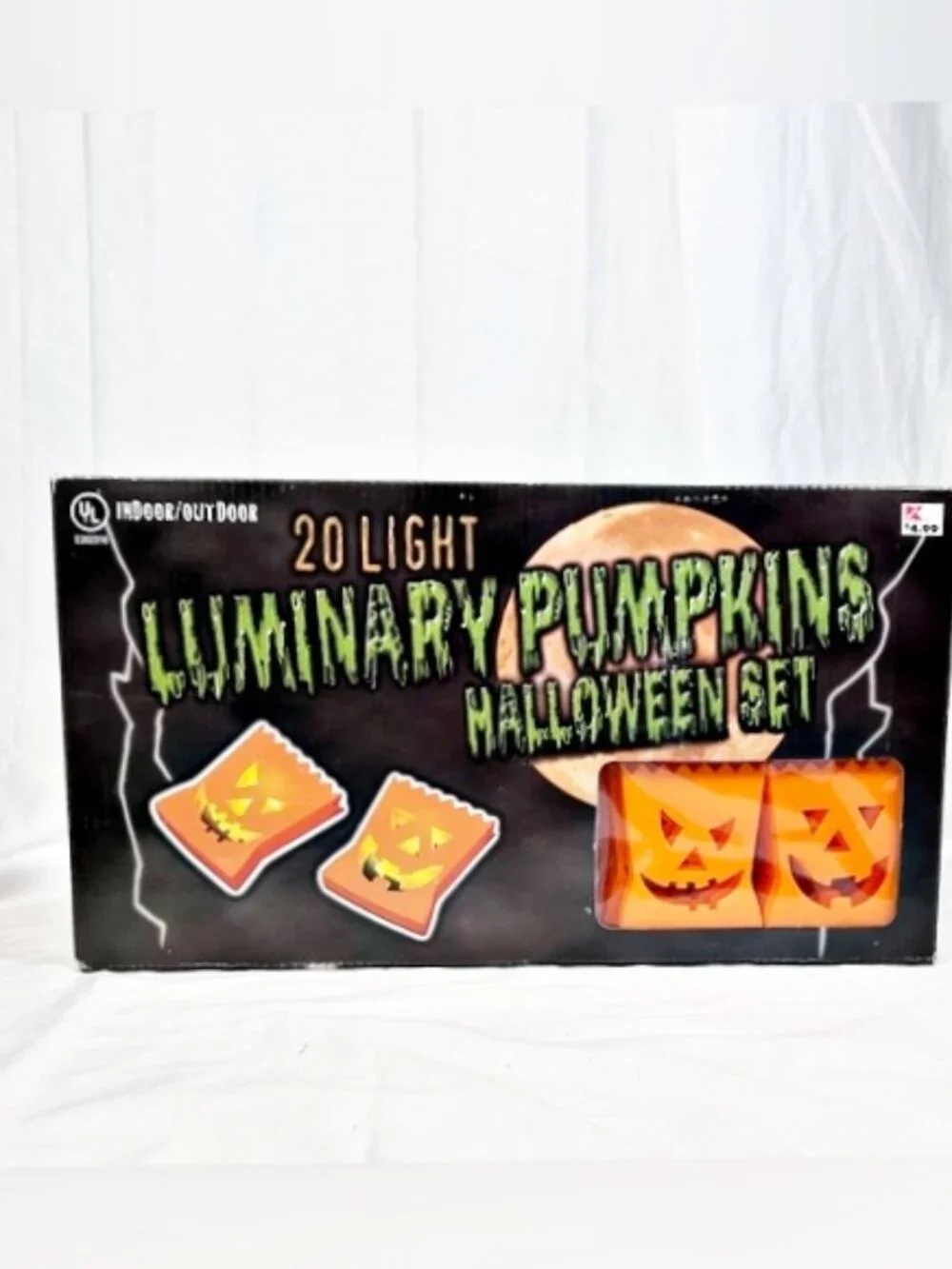 Vintage Kmart 20 Light Blow Mold Luminary Pumpkins Halloween Set Lights
